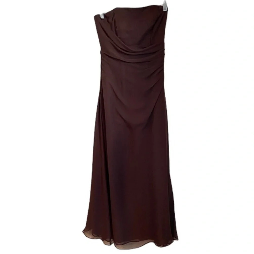Anthropologie WToo by Watters&Watters chiffon strapless draping bridesmaid dress - Picture 6 of 11